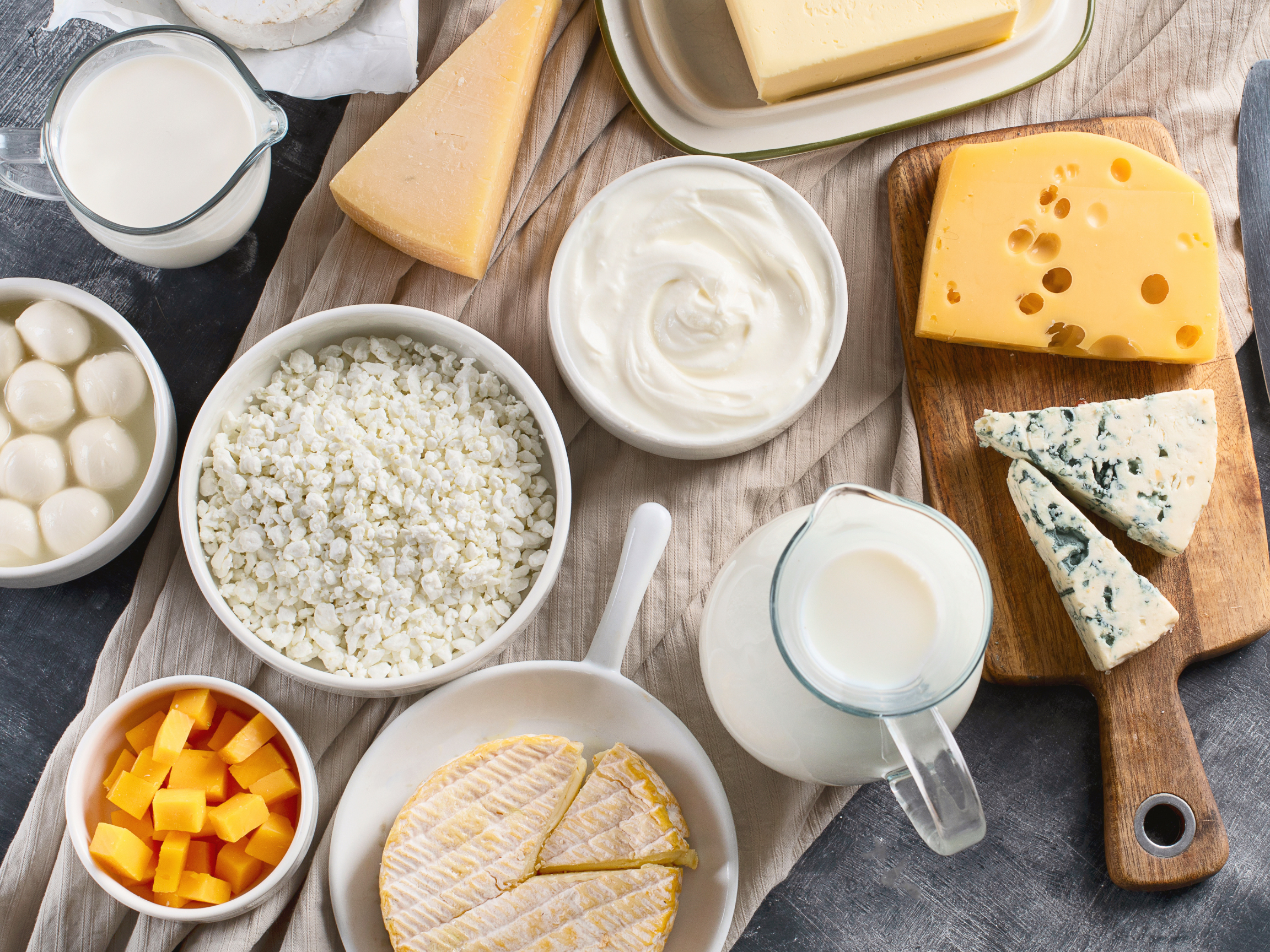 Spread of animal-based foods including cheese, eggs, milk and butter