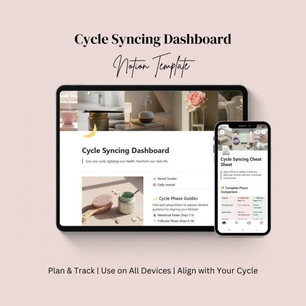 Cycle Syncing Dashboard Notion Template | Women’s Wellness & Period Tracker