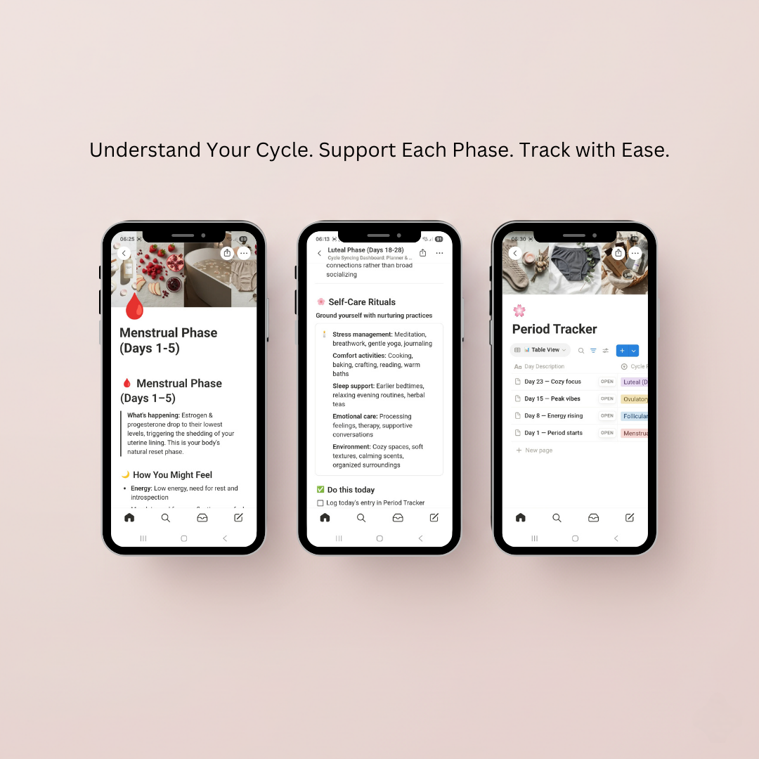Cycle Syncing Dashboard Notion Template | Women’s Wellness & Period Tracker - Image 3