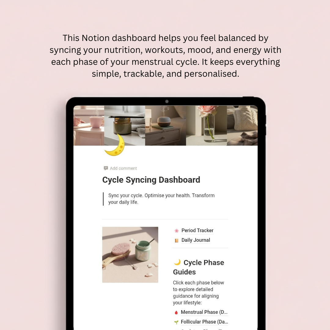 Cycle Syncing Dashboard Notion Template | Women’s Wellness & Period Tracker - Image 10