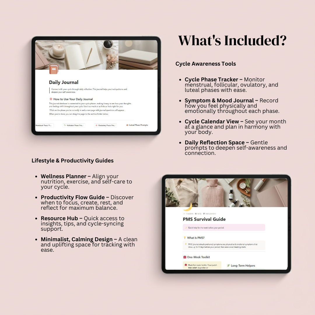 Cycle Syncing Dashboard Notion Template | Women’s Wellness & Period Tracker - Image 4