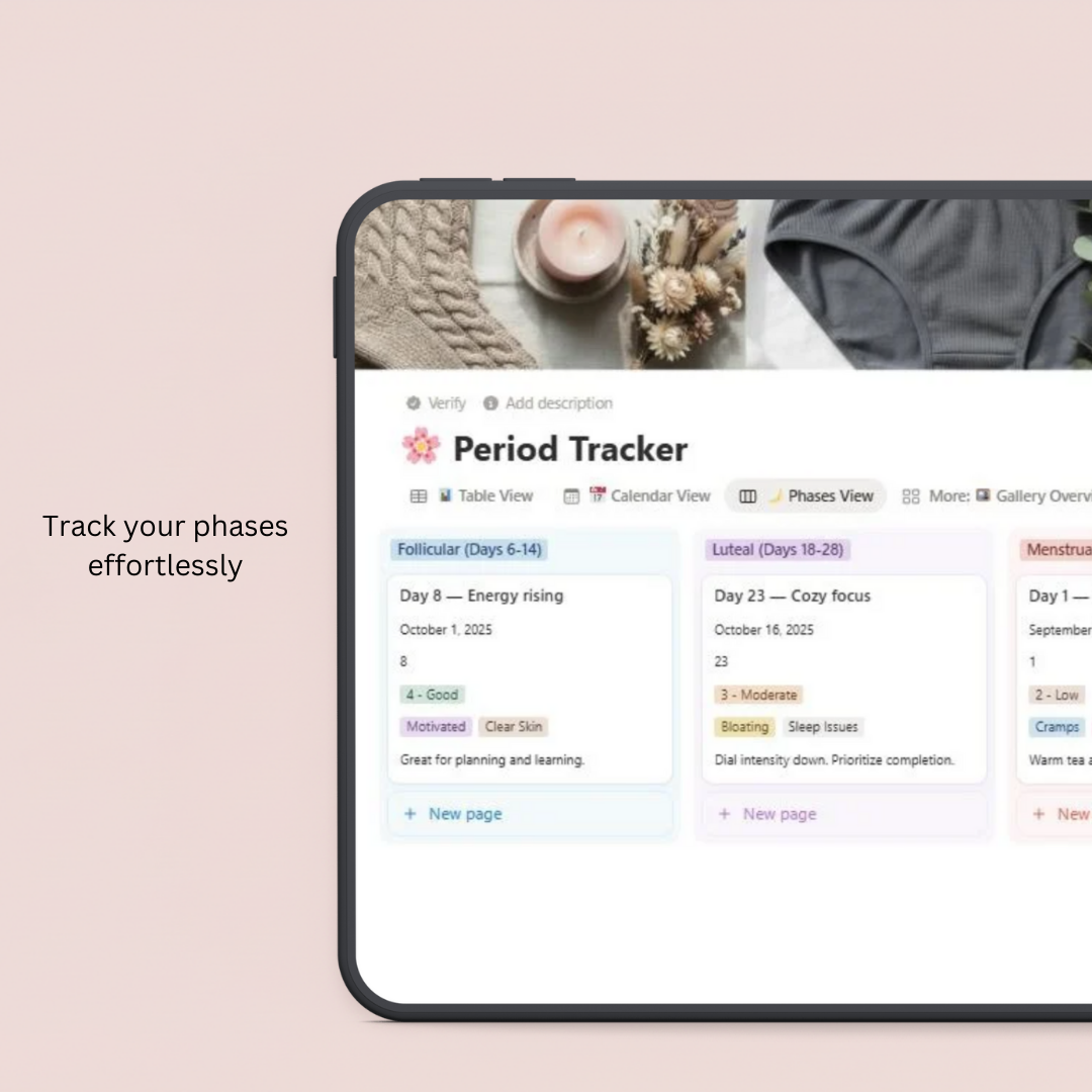 Cycle Syncing Dashboard Notion Template | Women’s Wellness & Period Tracker - Image 11