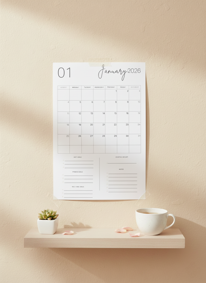 2026 Printable Weight Loss Calendar | Monthly Diet, Fitness & Self-Care Planner - Image 10
