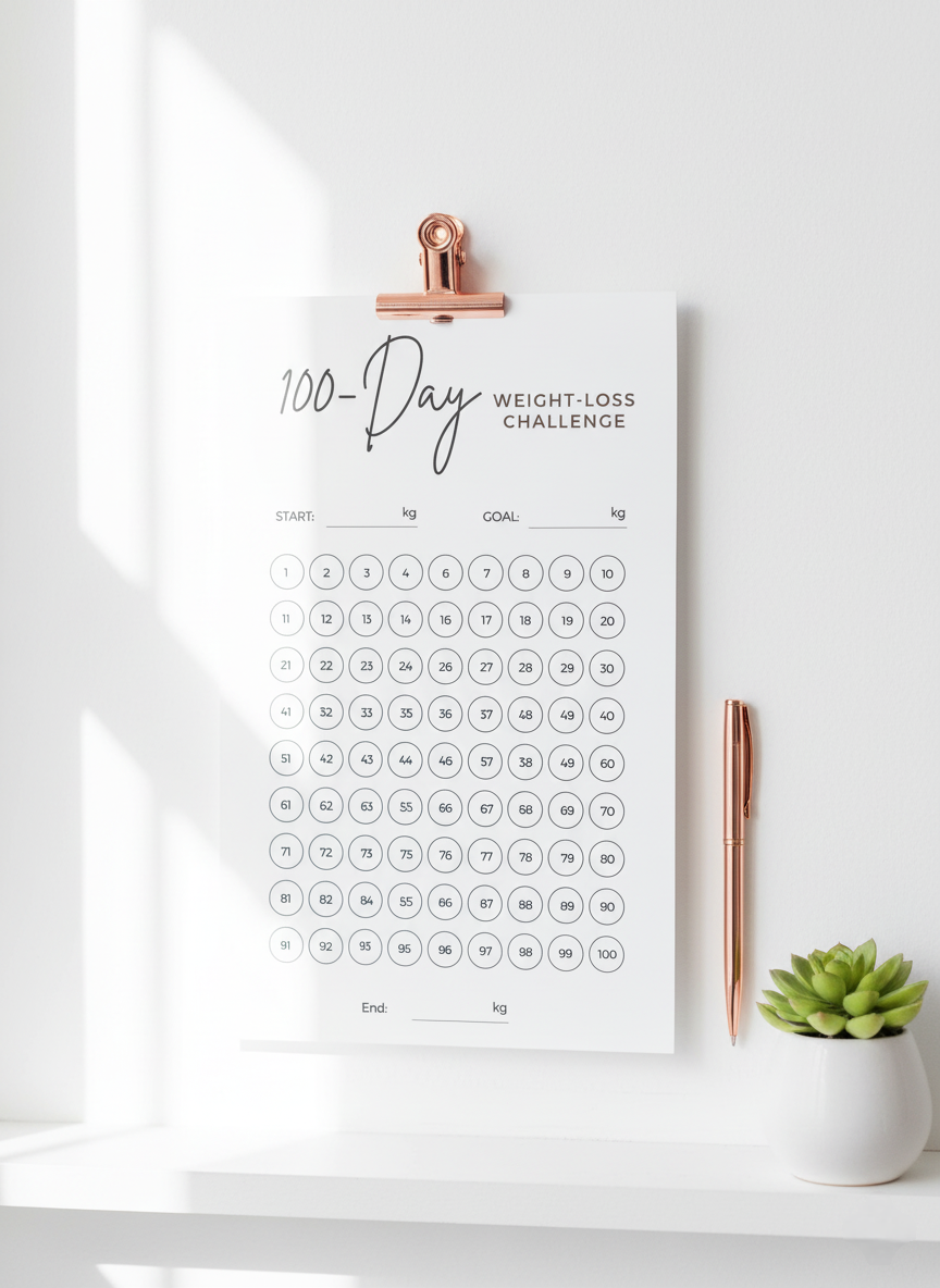 100 Day Weight Loss Tracker Printable | Habit & Goal Planner for Sustainable Wellness - Image 2